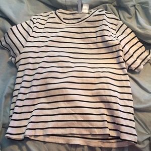 H&M black and white striped crop top